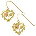 14k Two-tone Gold Glamorous Heart Drop Earrings