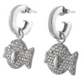 Sterling Silver CZ Fish Earrings
