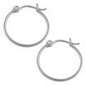 14k White Gold Wire Hoop Earrings