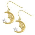 14k Two-tone Moon and Star Drop Earrings