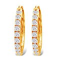 14k Yellow Gold 1 1/2ct TDW Diamond Hoop Earrings