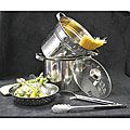 12-quart Stainless 4-piece Steamer Stock Pasta Pot and Tongs