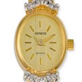 Geneve Women's Goldtone Oval Diamond Watch