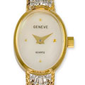 Geneve Women's Goldtone Oval Diamond Watch