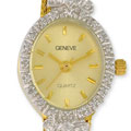 Geneve Women's Goldtone Oval Diamond Watch