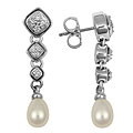 Scott Kay Sterling Silver Pearl 1/5ct TDW Diamond Earrings (H, I1)
