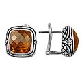 Scott Kay Sterling Silver Quartz Diamond Accent Earrings