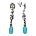 Scott Kay Sterling Silver and 18k Gold Blue Topaz Earrings