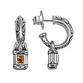 Scott Kay Sterling Silver Citrine Engraved Hoop Earrings
