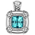 Scott Kay Sterling Silver Blue Topaz and Diamond Pendant