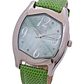 Burgi Women's 'Virgo' Hexagonal Green Lizard Watch