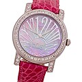 Burgi 'Eclipse' Sapphire Pink Alligator Watch
