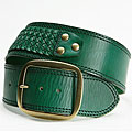 Linea Pelle Women's Studded Belt with Braid Inset