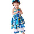 Sophias Style Boutique Girl's Blue Halter Dress/ Pants Set