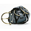 Linea Pelle Women's Leather and Brass Ladder Belt