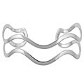 Sterling Silver Two-row Wave-design Cuff Bangle