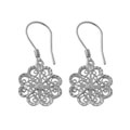 Sterling Silver Filigree Flower Drop Earrings