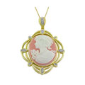 14k Gold over Sterling Silver Lady Cameo Necklace