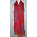 Red Sequin Paisley Shawl (India)