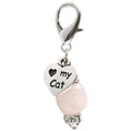 Rose Quartz Cat Lover's Keychain Accessory