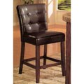 Button-tufted Espresso Counter Stools (Set of 2)