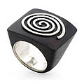 'Spirals' Sterling Silver Ebony Ring (Indonesia)