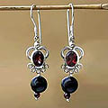 Garnet and Onyx 'For You' Earrings (Indonesia)
