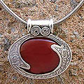 Sterling Silver Carnelian Necklace 'Royal Amulet' (India)