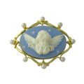 14k Gold over Silver Angel Cameo Brooch