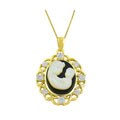 14k Gold Over Silver Mom & Baby Cameo Necklace