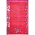 Hand-tufted Modern Vine Red Wool Rug (3'4 Round)