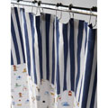 Kid's Zoo Canvas Shower Curtain with Blue Cabana Top
