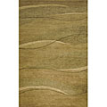 Hand-tufted Waves Green Wool Rug (3'4 Round)
