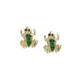 14k Gold Green Enameled Frog Stud Earrings