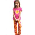 AnnLoren 2-piece Pink/ Yellow Tie Dye Heart Outfit