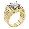 Men's Goldtone Square Top CZ Ring