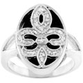 Matte Silvertone Fleur de Lis CZ Ring