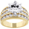 Goldtone Triple Band Large Cubic Zirconia Ring