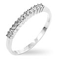 Silvertone Small Round Clear CZ Ring