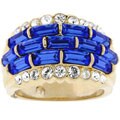 Goldtone Blue Baguette CZ Ring