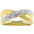 Goldtone Criss-cross CZ Ring