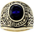 Goldtone Army Class-style Blue CZ Ring
