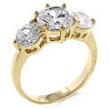 Goldtone Three-stone Cubic Zirconia Ring