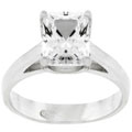 Sterling Silver Emerald-cut Solitaire CZ Ring