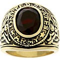 Goldtone Army Style Class Red CZ Ring