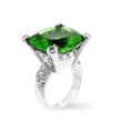 Silvertone Large Emerald-cut Green CZ Ring