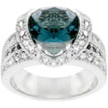 Silvertone Blue Cubic Zirconia Fashion Ring
