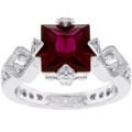 Sterling Silver Princess-cut Red Fashion CZ Ring