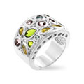 Silvertone Multicolored CZ Fashion Ring