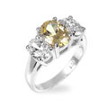 Sterling Silver Oval-cut Yellow CZ Ring